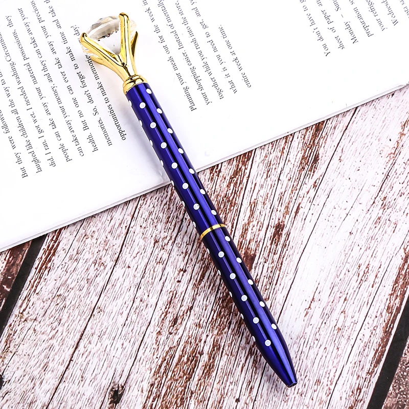 Алмазная шариковая ручка Scepter для школы, персонализированные Кристальные ручки для письма для школы, офиса, стационарная металлическая Роскошная шариковая ручка - Цвет: DarkBlue Dot