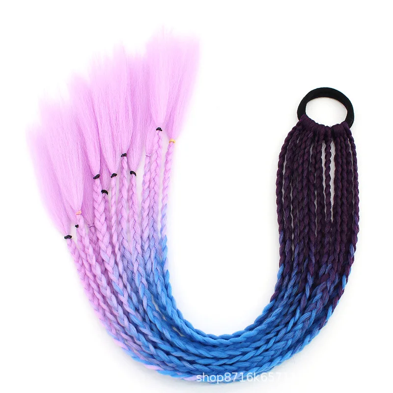 

Hair Color Gradient Dirty Braided Wig Ponytail Hair Scrunchies Elastic Hair Band Rubber Band Hair Accessories For Women Girl
