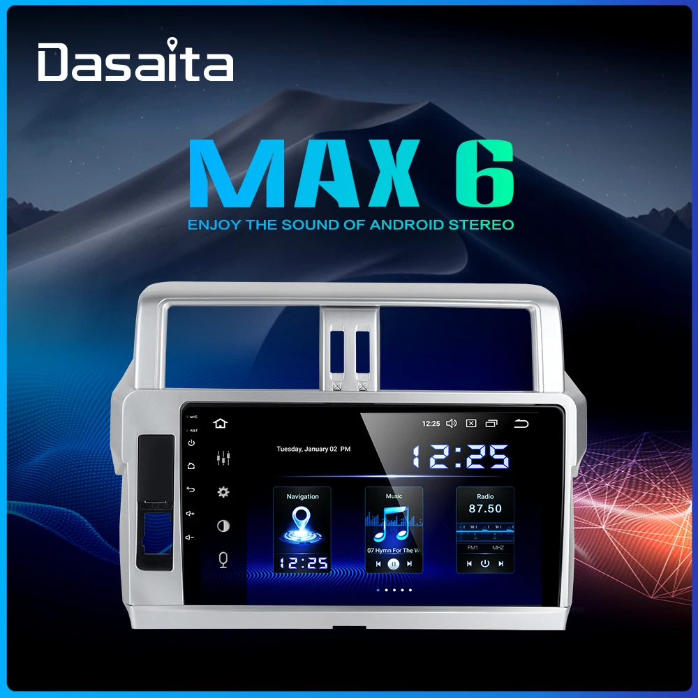 Dasaita 1 Din Android 9.0 Car Radio GPS Navigation for Toyota Prado 2014 2015 10.2\ IPS Bluetooth 1024*600 64GB ROM