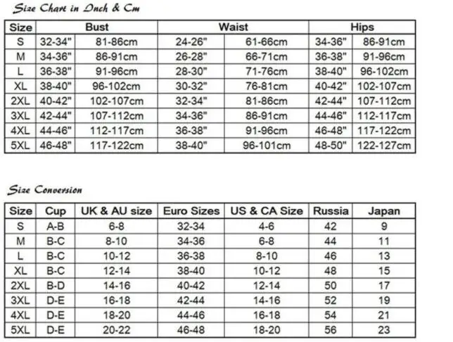 Size chart Plus bikini