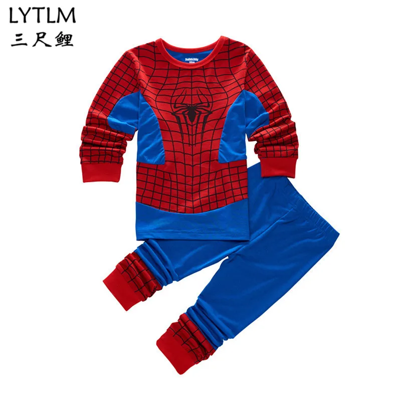 

LYTLM Spiderman Homecoming Suit Cartoon Sleepwear Chirstmas Pyjamas Boys Girls pijamas 100% Cotton Toddler Boy Clothes Set Suits