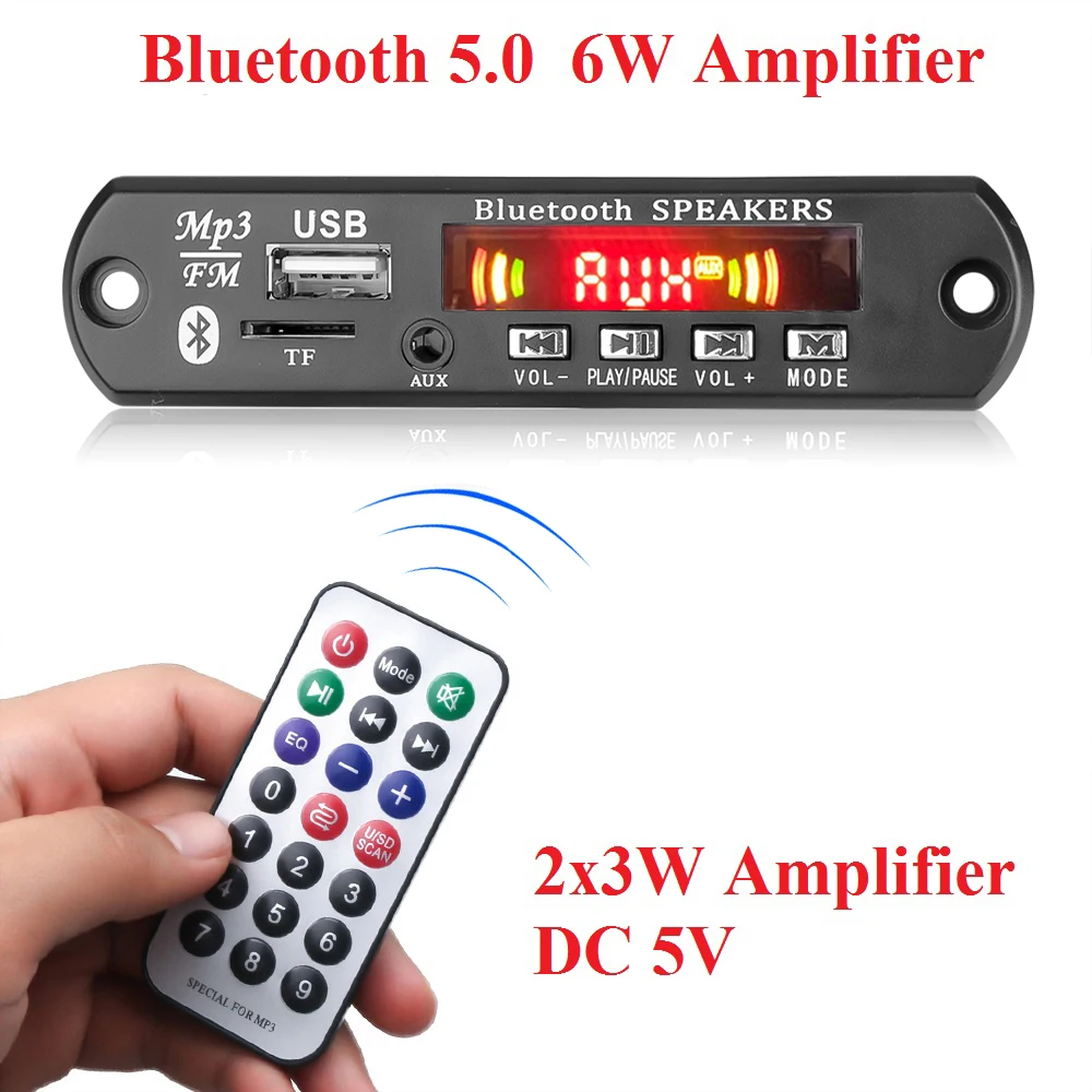 Kebidu 3*2W V5.0 Car radio mp3 player decoder board Radio receiver WMA bluetooth audio module USB TF with Recording | Электроника