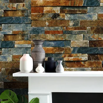 

Stone Brick Wall Background Sticker Adhesive Rustic Home Living Room Decor With Scissors Or Utility