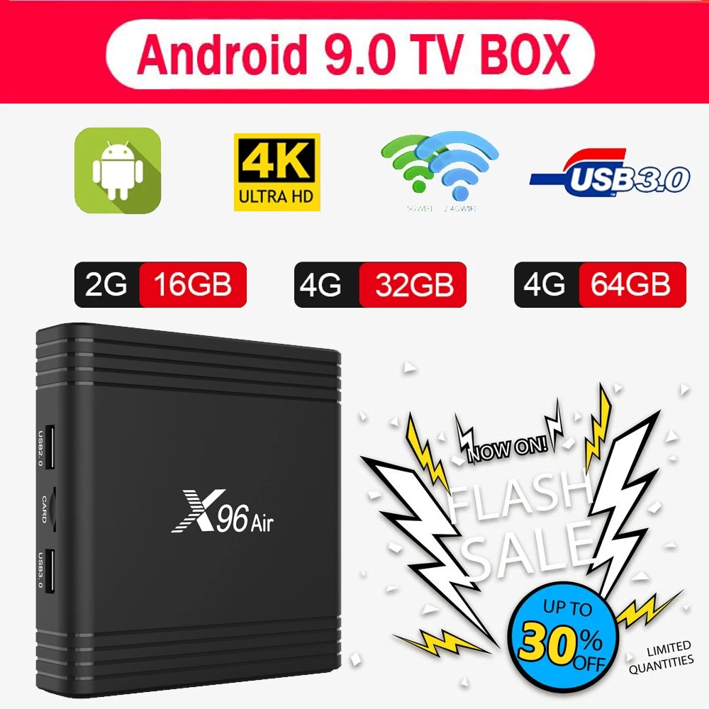 

X96 Air Amlogic S905X3 Android 9.0 TV BOX 4GB RAM 32GB 64GB ROM wifi Media Player 2GB 16GB X96Air 4K 8K UHD Smart Set Top Box