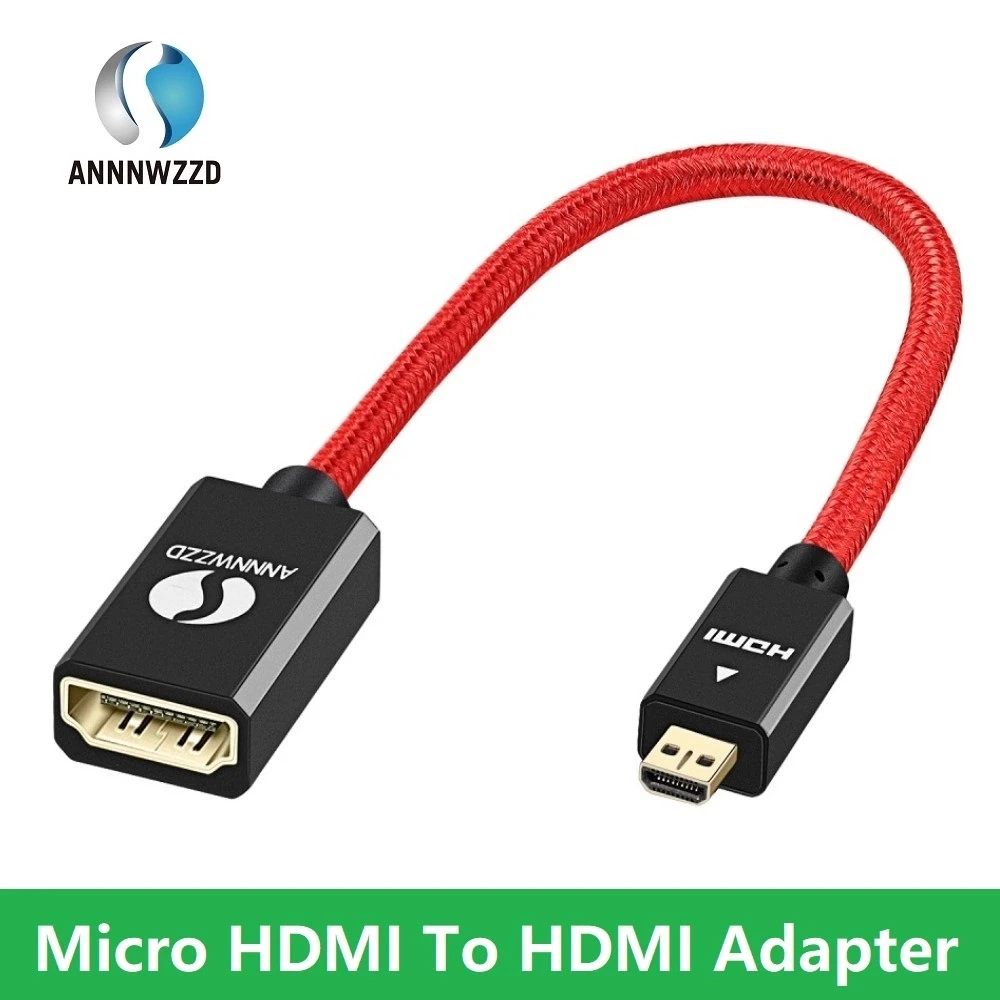 Cable adaptador de Micro HDMI a HDMI 3D 4K/60Hz para GoPro, conector para cámara PS4, HDTV macho a hembra, Cable compatible con Micro HDMI