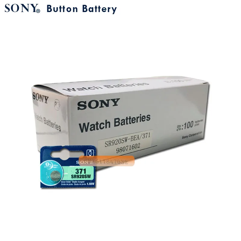 Аккумулятор Sony 2 шт. 100% оригинал 371 SR920SW 920 1 55 в батарея для часов Кнопочная монета