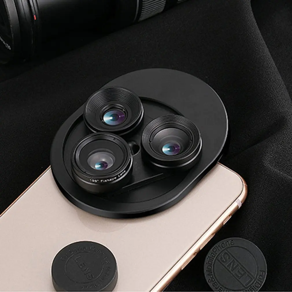 Mobile Phone External Lens Wide-angle Macro Fisheye Rotating Lens Three-in-one Universal Slr Photography Effect