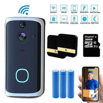 

Video Doorbell Camera Wi-Fi Doorbell Security Camera with Two-Way Talk, Night Vision, Built-in SD card slot Motion Detector