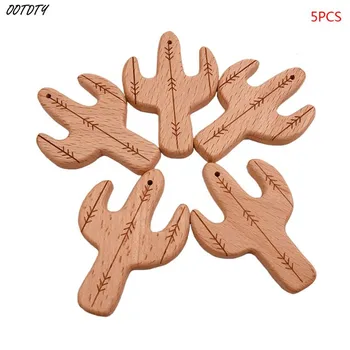 

OOTDTY 5 Pc BPA Free Baby Beech Cactus Teether Infant Teething Chewing Soother Molar Toys Safe Non-toxic DIY Pendant Accessories