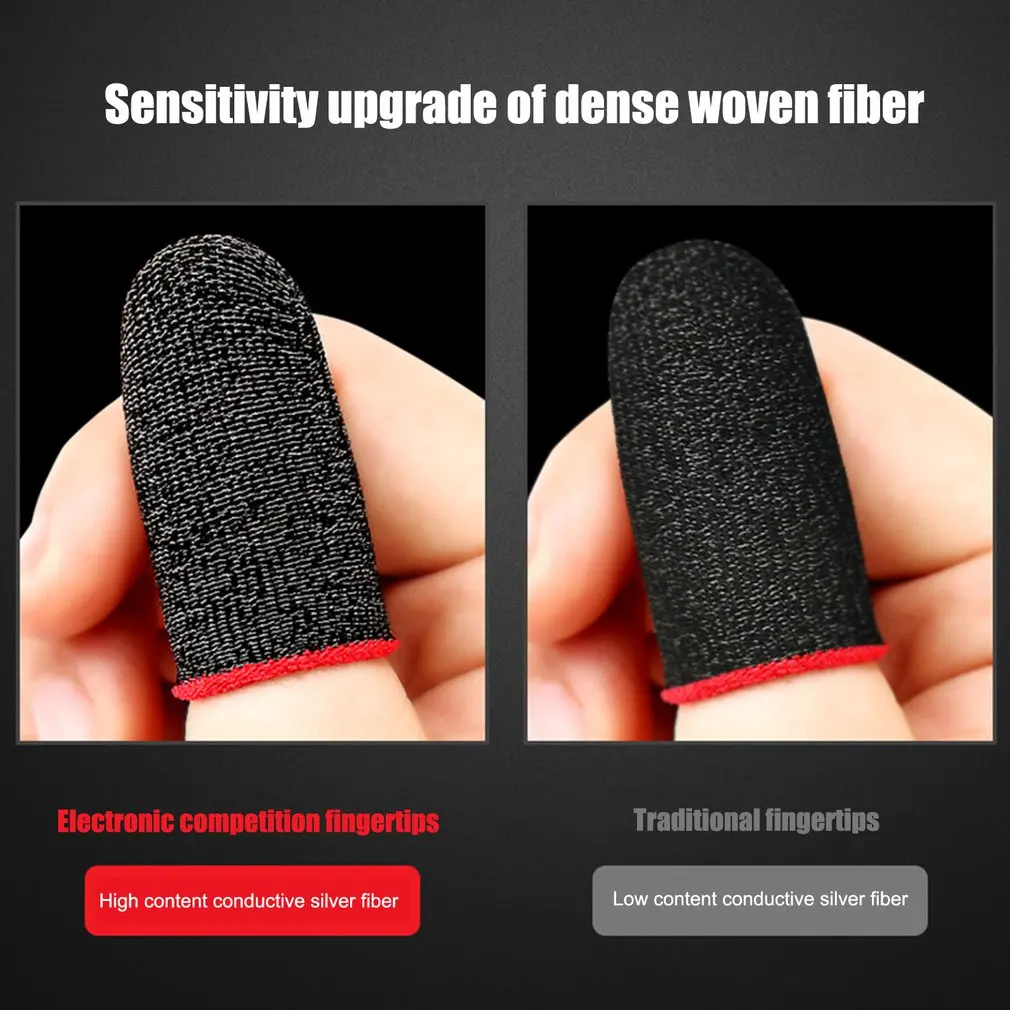 2 Pcs Anti-slip Gaming Finger Cot 18-pin Carbon Fiber Anti-sweat Non-slip High Sensitivity Finger Cots