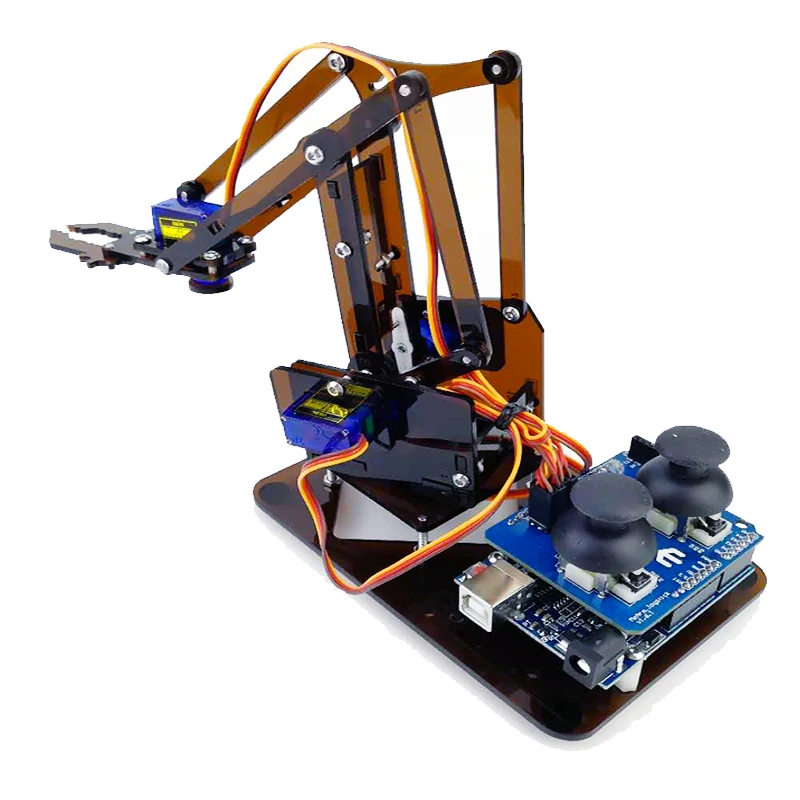 EQV 4 DOF Unassembly акриловая механическая рука робота манипулятора коготь для Arduino производитель обучения DIY Kit Робот - Цвет: Brown acrylic