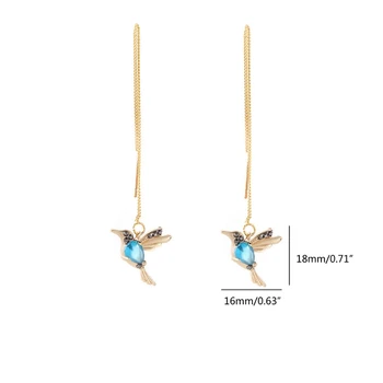 

Cute Flying Bird Long Tassel Earrings Crystal Bird Pendant Drop Earrings Jewelry Y3NE