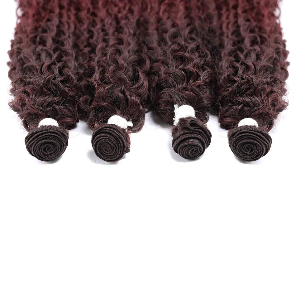 Water Wave Hair Bundles With Topper Synthetic Weaving Extensions 20" 24" 26" 5Pcs/Pack/260g Off Black Dark Brown Ombre Color