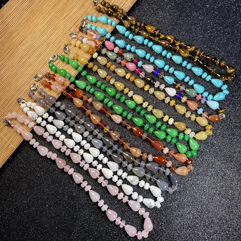 

Hot Selling Natural Stone Necklace Abacus Shaped 5x8mm Water Drop 10x14mm Necklace-DIY Stone Necklace for Women