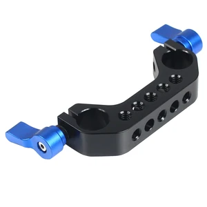 Image 3 - BGNing Aluminum Alloy 15mm Rail Dual Rod Clamp 1/4" 20 Thread Blue Knob for DLSR Camera Rig Cage Baseplate