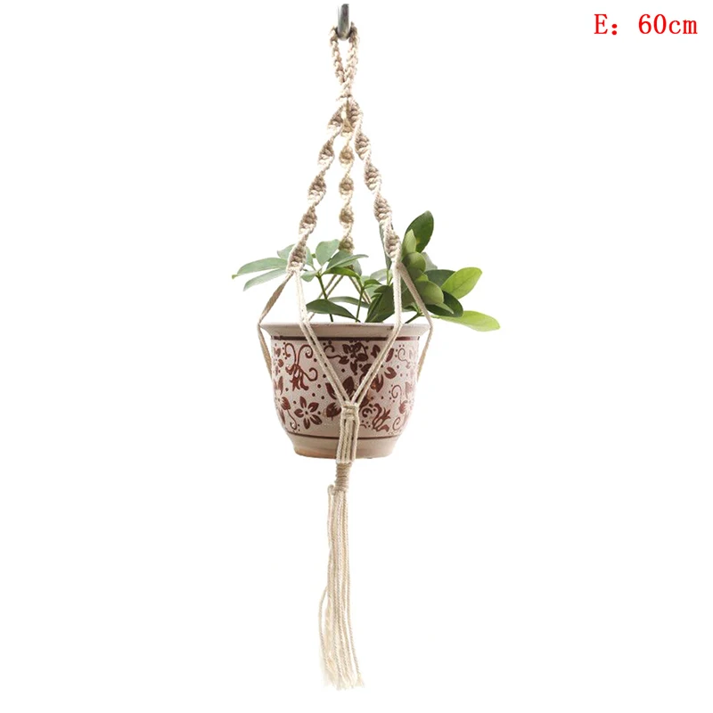 Горшок держатель подвеска для растений из макраме подвесной Кашпо Корзина из джута плетеная веревка ремесло 1 шт. kcy - Цвет: E