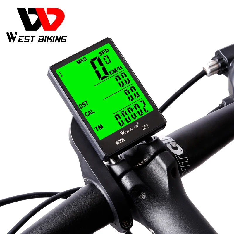 

WEST BIKING Cycling Speedometer 2.8'' Large Screen Waterproof 20 Functions Wireless and Wired Bike Odometer Bicycle Computer