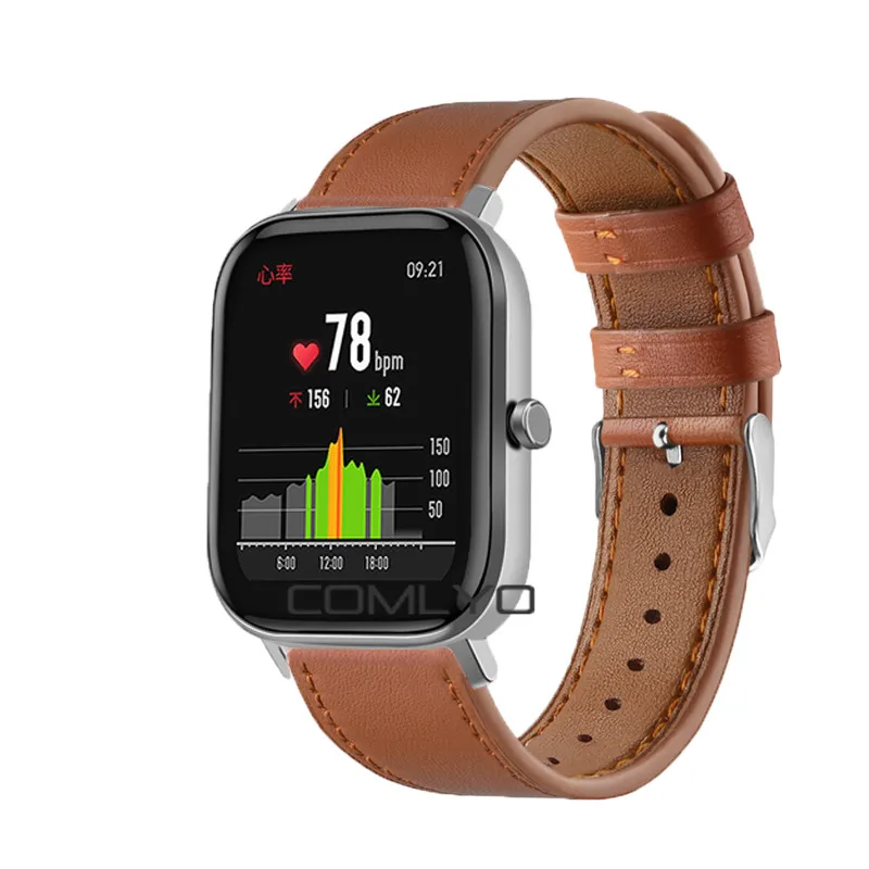Ремешок для часов для xiaomi huami amazfit GTS ремешок кожаный модный браслет Открытый спортивный Сменный ремень для amazfit bip ремешок - Цвет: Коричневый