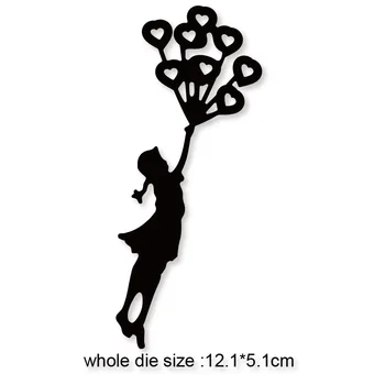 

Girl Carry balloon Metal Cutting Dies DIY Scrapbooking stamps embossing paper Cards border template punch Stencils