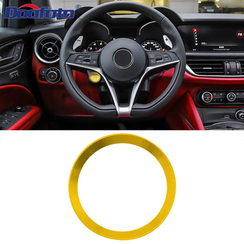Doofoto кнопка запуска и остановки автомобиля кольцо крышки для Alfa Romeo 159 Giulietta 147 Mito 156 Giulia GT Stelvio Brera аксессуары Стайлинг - Название цвета: Golden Ring