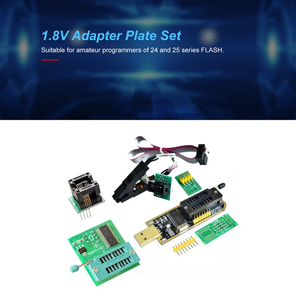 Flash BIOS USB Programmer CH341A Set+ SOP8 Adapter Plate 1.8V Adapter Plate 1.8V Conversion Base Adapter Board