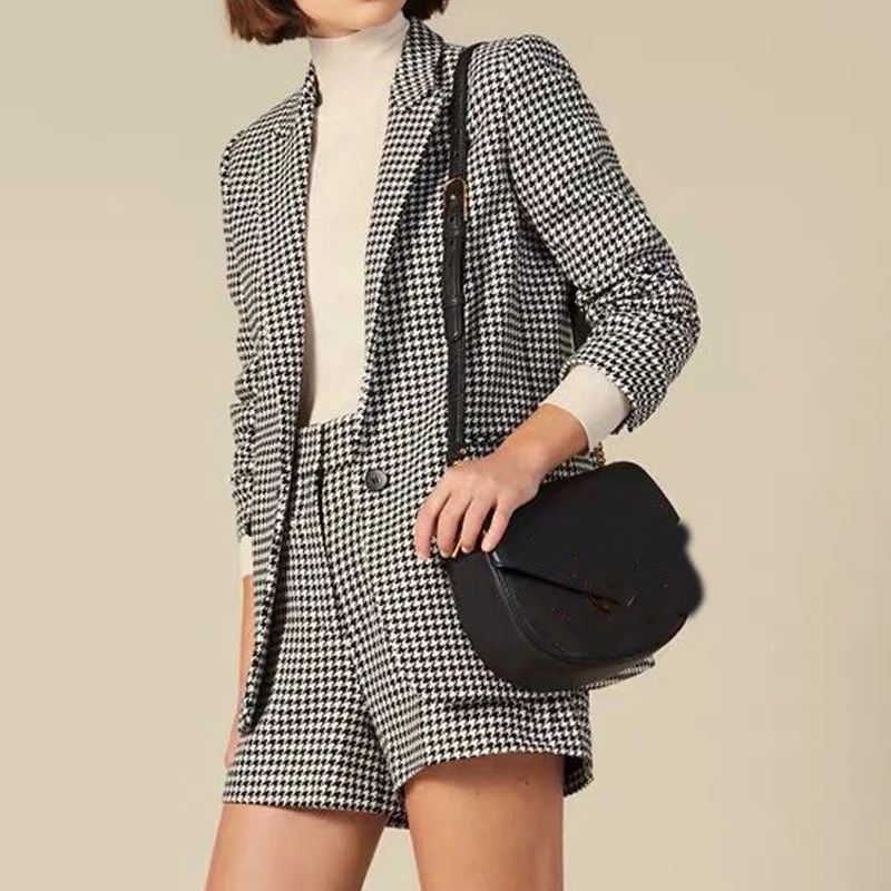 

2019 Women Chic Autumn / Winter Slim Ladies Plaid Blazer