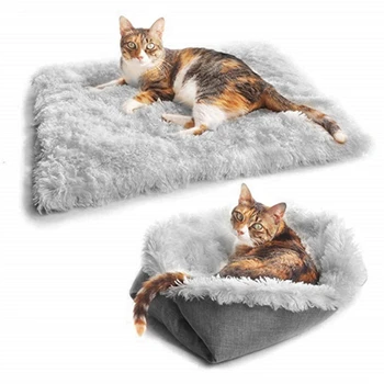 

Winter Super Warm Cat Plush Bed Mat Foldable Dog Sleeping Nest Pads Square Long Fleece Cats Rest Blanket Mats Deep Sleep