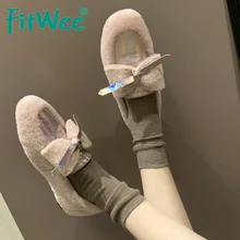 FITWEE Ins Hot Woman Flats Shoes Autumn Winter Warm Fur Shoes Soft Bottom Comfortable Casual Women Footwear Size 35-40