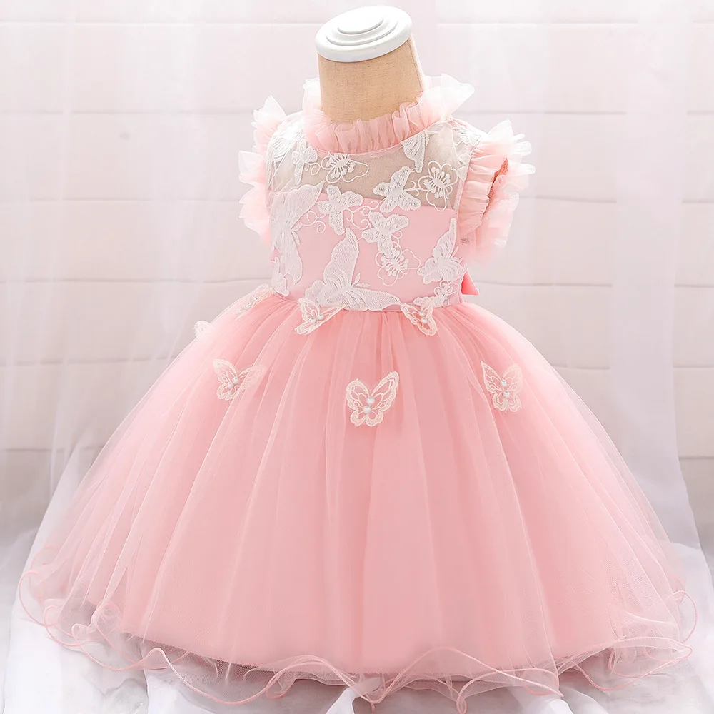 Элегантное детское платье для дня рождения г., летний костюм для девочек платье принцессы вышитая юбка-бабочка, платье Newborn-3-9-12-18-24M