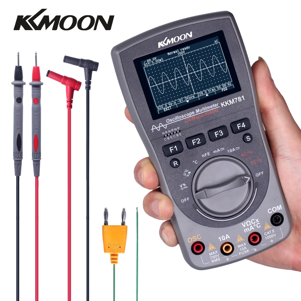 

KKmoon Digital Storage Scopemeter 2in1 Digital 40MHz 200Msps/S One Key Auto Oscilloscope OSC 6000 Counts True RMS Multimeter