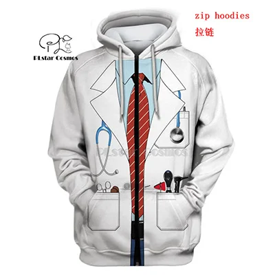 zip hoodies PLstar Cosmos DOCTOR Униформа костюм 3d толстовки/Толстовка зима осень Забавный Рождество Хэллоуин косплей уличная одежда - Цвет: zip hoodies