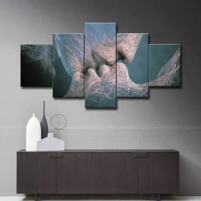 5pcs Canvas Wall Art Mural Abstract Decorative Frame Canvas Spray Pictures Wall Art Decor (Without Frame)