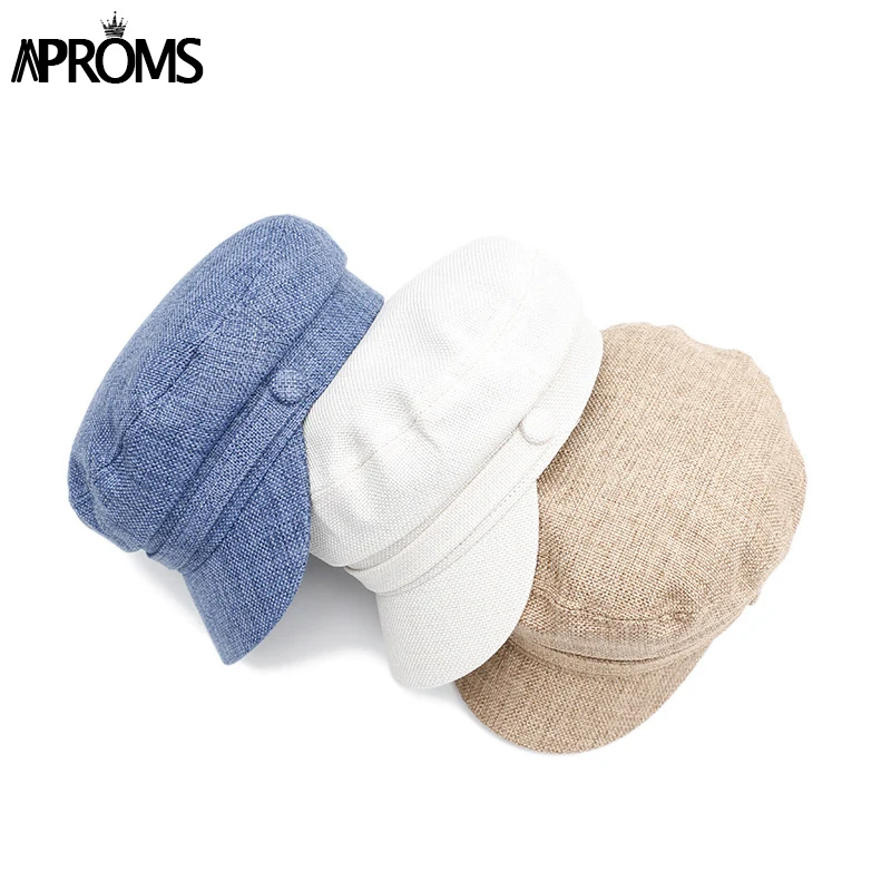 

Aproms Linen Knitted Hat Cap Women Casual Streetwear Solid Color Flat Cap Elegant Autumn Winter Bsaic Baseball Hat Female 2019