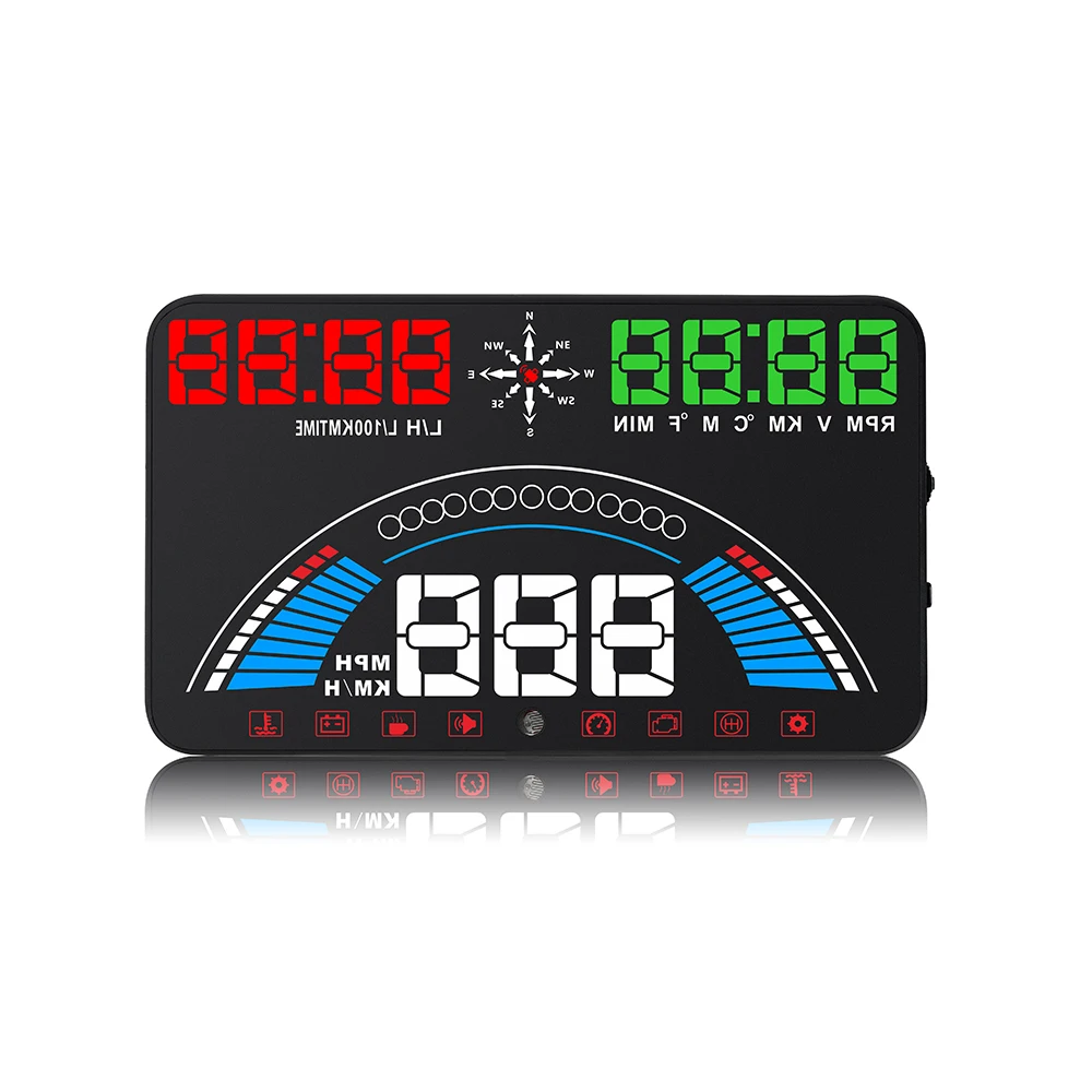 Автомобильный HUD OBD2+ gps двойной режим gps Спидометр автомобильные аксессуары головой вверх Дисплей аварийная сигнализация Автоматическая подстройка яркий