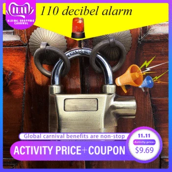 

Bemodst Built-in Movement Sensor Security 110db Siren Alarm Lock Universal Anti-Theft Padlock for Bicycle Motorcycle Door Gate