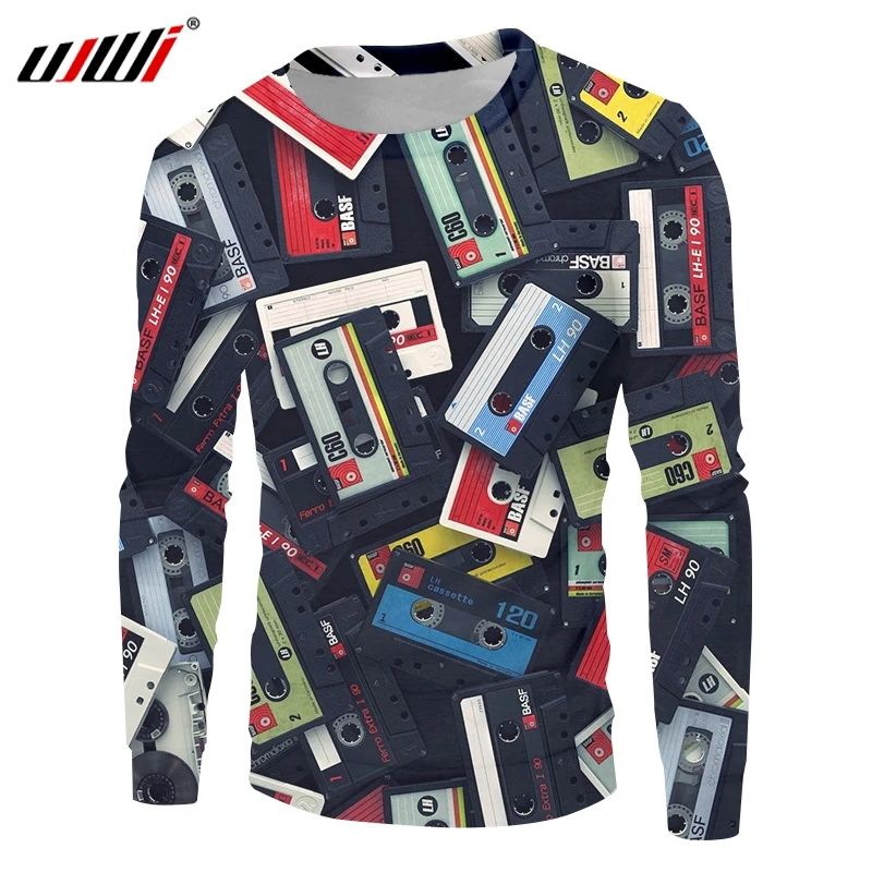 

UJWI Spring New Style Sweatshirts Male Long Retro record 3D Coat Print Plus Size Attire Hombre Winter Casual Tops 5XL
