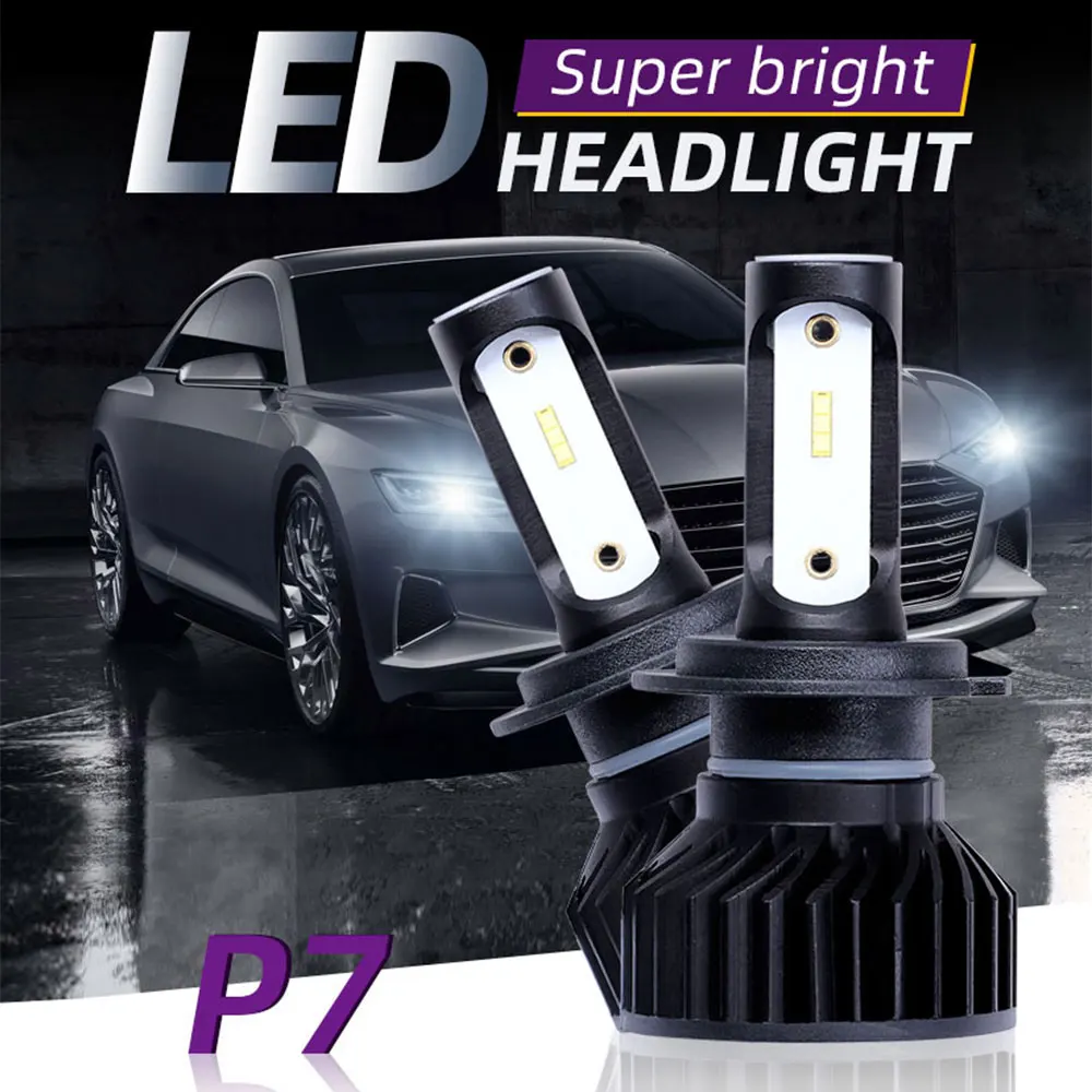 Мини H7 Turbo светодиодные лампы для фар ЗЕС чип H4 H11 H8 H9 9005 HB3 9006 HB4 6500k 50 Вт лм комплект автомобильных фар для автомобиля 2 шт