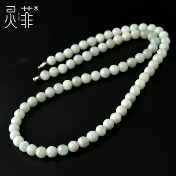 

Natural jades Emerald 7mm beads Necklace Jade Pendant Beads Sweater chain Charm Jewellery Fashion Hand-Carved Woman Luck Amulet