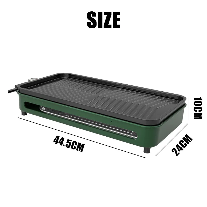 New stainless steel frying and grilling dual-purpose smokeless barbecue grill non-stick electric bakeware household high power 6