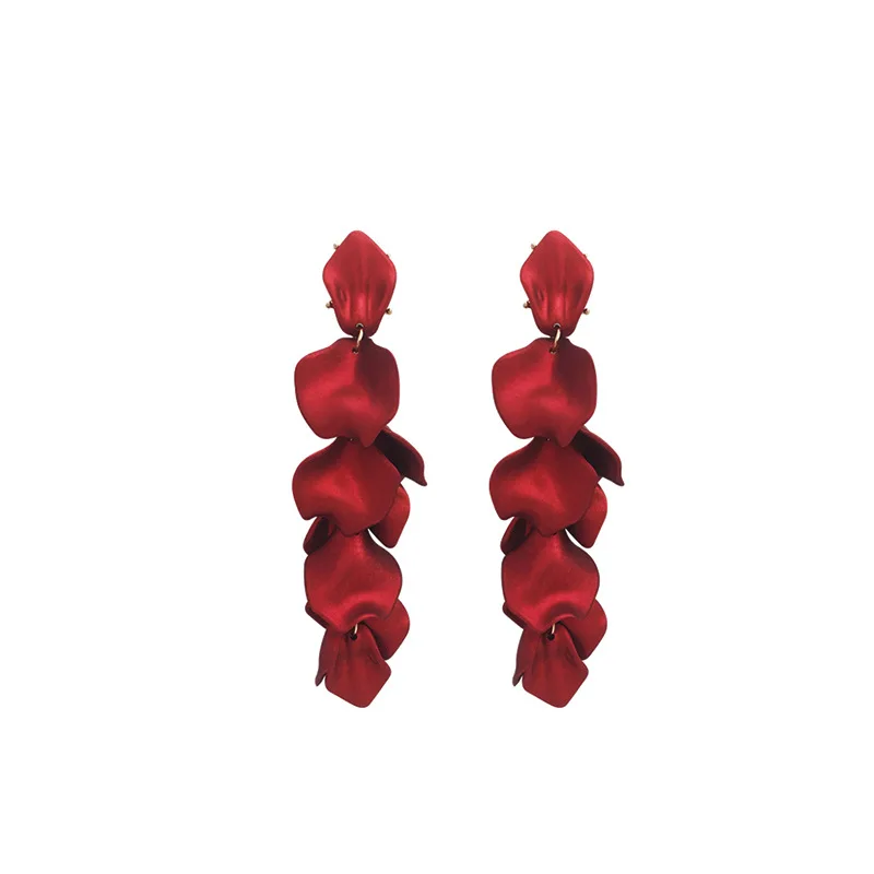 Блестящие сбоку новые модные брендовые ювелирные изделия красные розы длинные висячие серьги для женщин элегантные серьги с кисточками