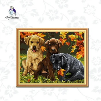 

Joy Sunday,Three dogs,cross stitch embroidery kit,Animal pattern cross stitch kit,Needlework counted cross-stitch patterns