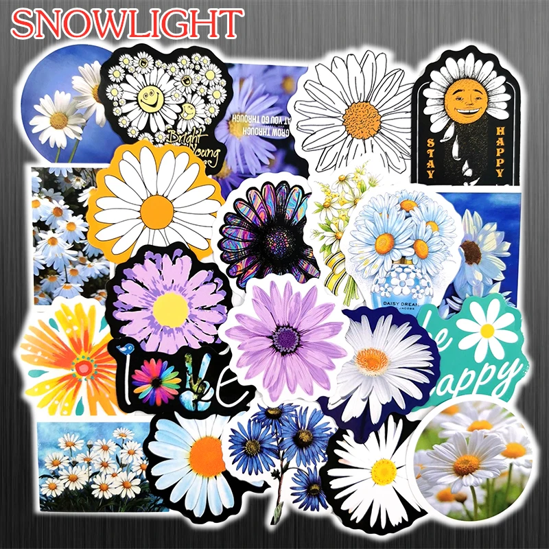 10/50 pcs/pack Vsco Cartoon Flowers Daisies Series Stickers Decal Waterproof Skateboard Suitcase Stationery Sticker Toy