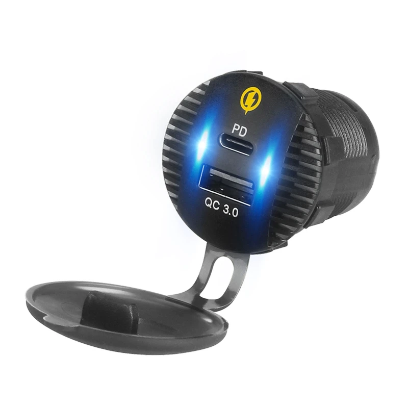 12 В 24 QC3.0 USB 18 Вт Тип C PD быстрое автомобильное зарядное устройство для SUV Car Boat Marine