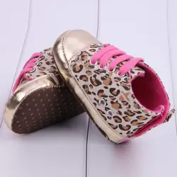 От 0 до 18 месяцев леопардовая обувь новорожденного обувь для девочек детские пинетки спортивные кроссовки обувь розового золота