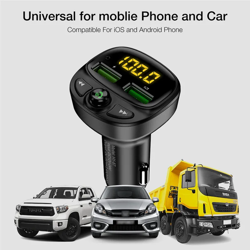 Dual USB Car Charger with FM Transmitter Bluetooth Receiver Audio ...