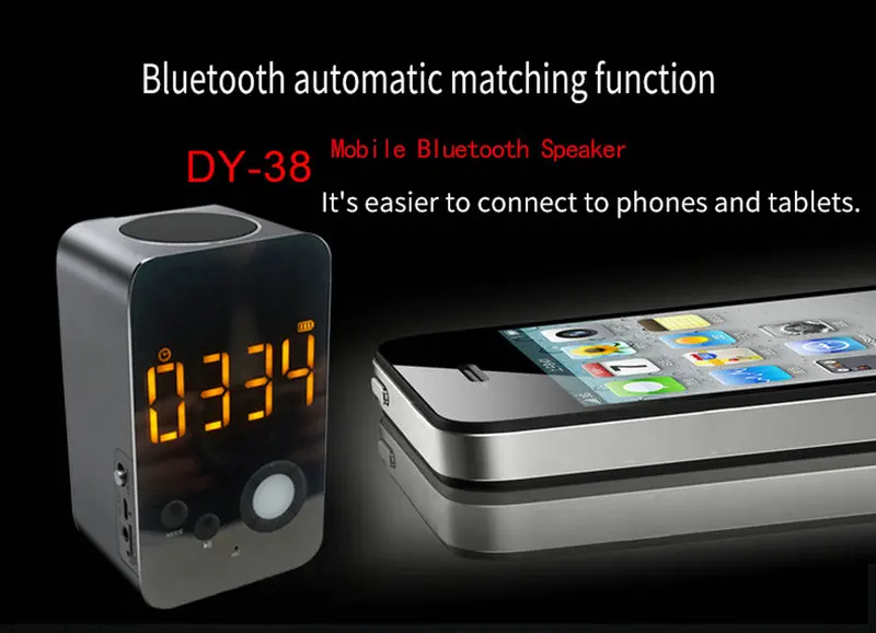 Светодиодный зеркальный Будильник Часы Bluetooth динамик портативный музыкальный плеер сабвуфер беспроводной настольные часы динамик