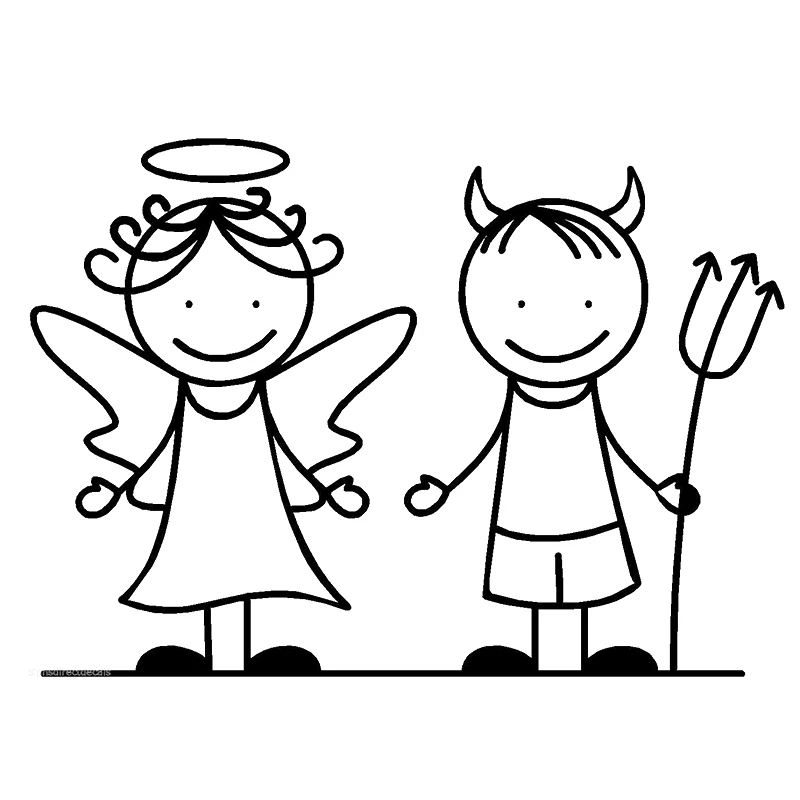 

15*10,7 см Виниловая наклейка с ангелом и дьяволом, новый стиль, горячая Распродажа, мотоцикл, аксессуары для автомобильных окон, ноутбуков, автомобилей