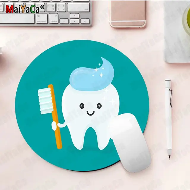 Boy Gift Pad Cute Tooth Natural Rubber Gaming mousepad Desk Mat gaming Mousepad Rug For PC Laptop Notebook 20x20cm