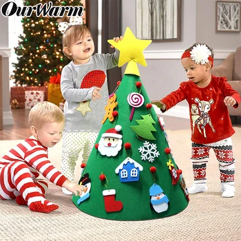 

DIY Felt Christmas Tree with Hanging Ornaments Children Xmas New Year Gifts Merry Christmas Party Decoration