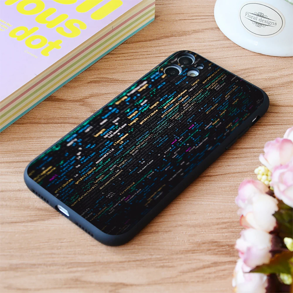 

For iPhone Monitor Code Javascript Art Print Soft Matt Apple iPhone Case For 6 7 8 11 12 Plus Pro X XR XS MAX SE